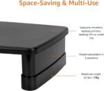 Amazon Basics Height Adjustable Monitor Stand Riser with Storage Organizer, Multifunctional Desk Accessories for Reduced Neck Strain - Fits Monitors, Laptops Up to 22lbs, Black - Image 4