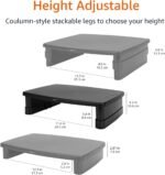 Amazon Basics Height Adjustable Monitor Stand Riser with Storage Organizer, Multifunctional Desk Accessories for Reduced Neck Strain - Fits Monitors, Laptops Up to 22lbs, Black - Image 5