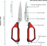 LIVINGO Kitchen Scissors Set All Purpose - Heavy Duty Stainless Steel Come Apart Food Shears for Cutting Meat, Vegetables, Dishwasher safe, 2 Pack, Red Black Multi-Function Handles - Image 3