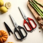 LIVINGO Kitchen Scissors Set All Purpose - Heavy Duty Stainless Steel Come Apart Food Shears for Cutting Meat, Vegetables, Dishwasher safe, 2 Pack, Red Black Multi-Function Handles - Image 4