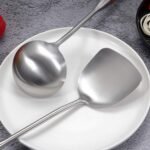 Wok Spatula & Ladle Tool Set, AOOSY 304 Stainless Steel Cooking Utensils, Wooden Handle Wok Utensils Soup Ladle, 15 Inches, Set of 2 - Image 5