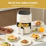 Charmi 5QT Air Fryer – Beautiful Retro Design, Stylish Countertop Look, Safe Auto Shutoff, Digital Touchscreen, 8 Cooking Presets, Digital Recipes Included(Cream White) - Image 3