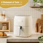 Charmi 5QT Air Fryer – Beautiful Retro Design, Stylish Countertop Look, Safe Auto Shutoff, Digital Touchscreen, 8 Cooking Presets, Digital Recipes Included(Cream White) - Image 5