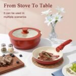 GIPP 11PCS Ceramic Pots and Pans Set Non Stick,Nonstick Cookware Set Detachable Handle,Red Black Gradien Pots and Pans Induction Kitchen Cooking Sets, RV Cookware Sets,Oven Safe - Image 7