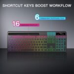 Wireless Keyboard with 7 Colors & 4 Modes RGB Backlit, Ergonomic Keyboard with Wrist Rest, Phone Tablet Holder, 2.4G Light Up Computer Keyboard with Numeric Keypad for Mac, Windows - Image 4