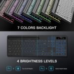 Wireless Keyboard with 7 Colors & 4 Modes RGB Backlit, Ergonomic Keyboard with Wrist Rest, Phone Tablet Holder, 2.4G Light Up Computer Keyboard with Numeric Keypad for Mac, Windows - Image 5