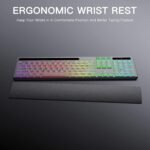 Wireless Keyboard with 7 Colors & 4 Modes RGB Backlit, Ergonomic Keyboard with Wrist Rest, Phone Tablet Holder, 2.4G Light Up Computer Keyboard with Numeric Keypad for Mac, Windows - Image 6