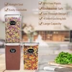 Wildone Extra Large Tall Airtight Food Storage Containers 6.5L/ 5.9QT, Plastic BPA Free Kitchen Pantry Storage Containers 4 Pieces for Flour, Sugar, Rice, with 20 Labels & 1 Marker, Black - Image 3