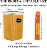 Wildone Extra Large Tall Airtight Food Storage Containers 6.5L/ 5.9QT, Plastic BPA Free Kitchen Pantry Storage Containers 4 Pieces for Flour, Sugar, Rice, with 20 Labels & 1 Marker, Black - Image 4