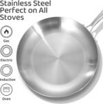 LOLYKITCH 10-12 Inch Tri-ply Stainless Steel Frying Pan Set with Lids,Skillets,Induction Cookware Set,Dishwasher and Oven Safe,Detachable Handle - Image 4
