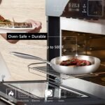 LOLYKITCH 10-12 Inch Tri-ply Stainless Steel Frying Pan Set with Lids,Skillets,Induction Cookware Set,Dishwasher and Oven Safe,Detachable Handle - Image 5