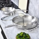 LOLYKITCH 10-12 Inch Tri-ply Stainless Steel Frying Pan Set with Lids,Skillets,Induction Cookware Set,Dishwasher and Oven Safe,Detachable Handle - Image 7