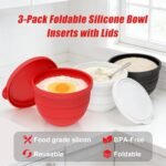Foldable Silicone Liners for 5 Qt KitchenAid Tilt-Head Stand Mixer(Only), Odourless,Thicker, Cold/Heat-Resistant & Non-Stick, Easy Clean, Set of 3 with Lids, 1Splash-proof Bowl Lid - Image 3