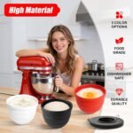 Foldable Silicone Liners for 5 Qt KitchenAid Tilt-Head Stand Mixer(Only), Odourless,Thicker, Cold/Heat-Resistant & Non-Stick, Easy Clean, Set of 3 with Lids, 1Splash-proof Bowl Lid - Image 4