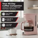 MUELLER HOME 12-Cup Pink Coffee Maker - Borosilicate Carafe, Auto-Off, Pink Kitchen Accessories, Reusable Filter, Anti-Drip, Kitchen Appliances, Keep-Warm Function - Image 3