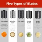5 In 1 Electric vegetable slicer，300W Electric Cheese Grater Salad Shooter, One-Touch Easy Control, Electric Grater for Vegetables, Cheeses and NutsFor Home Kitchen - Image 4