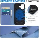 SHIELDON Real Leather Case Wallet for iPhone 17 6.3-inch 5G 2025 | Magnetic Closure | Folio | RFID Blocking Card Holder | Kickstand | Soft Shockproof Phone Cover | Wisteria Purple - Image 4