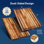 Sonder Los Angeles Laurel Cutting Board | Teak Edge Grain Cutting Board for Kitchen with Juice Groove | Reversible Charcuterie Butcher Block | Gift Box Included | 18x14x1.25 in - Image 3