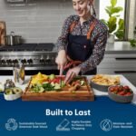 Sonder Los Angeles Laurel Cutting Board | Teak Edge Grain Cutting Board for Kitchen with Juice Groove | Reversible Charcuterie Butcher Block | Gift Box Included | 18x14x1.25 in - Image 5