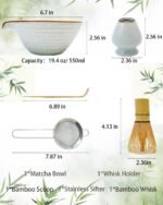 Matcha Whisk Set,Matcha Set,Matcha Kit,Matcha Bowl with Spout,Scoop,Sifter,Bamboo Whisk,Chasen Holder,Unique Gifts for Women Mom her Grifend,Gifts for Christmas, Birthday - Image 5
