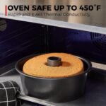 HONGBAKE Angel Food Cake Pan with Removable Bottom, 10 Inch Tube Pan, Nonstick Pound Cake Pans for Baking, Chiffon Cake Mold, 16-Cup, Heavy Duty - Dark Grey - Image 5