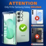 3 Pack Glass Screen Protector for Samsung Galaxy S25 [6.2 inch] + 3 Pack Camera Lens Protector, 9H Tempered Glass, Fingerprint Unlock, HD Clear Case Friendly Anti-Scratch - Image 3