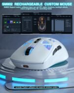 SOLAKAKA SM802 White Wireless Gaming Mouse,10000 DPI,Tri-Mode Wired/BT 5.0/2.4GHz Wireless Mouse Gaming with Side Button,RGB Programmable Macro Mouse for Laptop - Image 4