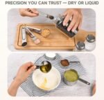 Measuring Cups and Spoons Set,Stainless Steel 8 Piece Nesting Measuring Tools for Dry & Liquid Ingredients, Kitchen Gadgets for Cooking and Baking, Includes 4 Cups and 4 Spoons - Image 4