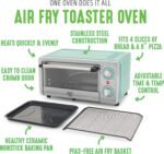 GreenLife Countertop Toaster Oven Air Fryer Stainless Steel, Healthy Ceramic Nonstick, PFAS Free, Tray & Basket, Bake, Broil, Reheat, Adjustable Temp & Time Control, Auto Shutoff, Turquoise - Image 4