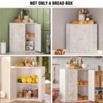 Corner Bread Box for Kitchen Counter Double Layer Bamboo Bread Storage Container Large Capacity Bread Storage Bin Farmhouse Breadbox Organizer - Image 5