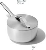 Caraway Stainless Steel Sauce Pan (3 Qt) - 5-Ply Stainless Steel - Oven Safe & Stovetop Agnostic - Non Toxic, PTFE & PFOA Free - Image 4