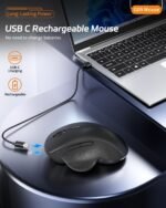 Uiosmuph G09 Bluetooth Wireless Mouse, BT5.1 & 2.4Ghz Rechargeable Computer Mouse with USB Receiver and Type C Adapter, Ergonomic Bluetooth Mice for Laptop, iPad, Mac - Black - Image 3