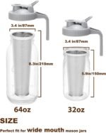 Cold Brew Coffee Filter with Pour Spout Lid for 64 OZ Wide Mouth Mason Jar, 304 Stainless Steel Strainer with Seal Ring for Iced Drinks, Sun Tea Infuser and Cold Brew Coffee Maker - Image 3