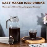Cold Brew Coffee Filter with Pour Spout Lid for 64 OZ Wide Mouth Mason Jar, 304 Stainless Steel Strainer with Seal Ring for Iced Drinks, Sun Tea Infuser and Cold Brew Coffee Maker - Image 4