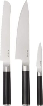 Babish German High-Carbon 1.4116 Steel Cutlery Knife Set, 3-Piece (Chef, Bread, & Pairing Knive) w/Kitchen Knives Roll - Image 3