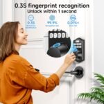 keyless Entry Door Lock deadbolt with Handle Set- Front Door Fingerprint Smart Locks with 2 Lever Handles-Keypad Code Deadbolt -App Control,Auto Lock,Easy to Install - Image 4