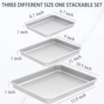3-Piece Nonstick Baking Pans Set of 3 - Nonstick Rectangle Sheet Cake Pans, 13/11/9 Inch Metal Oven Tray for Cooking Jellyroll, Stackable Bakeware Set - Image 4