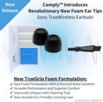 Comply TrueGrip | Premium Memory Foam Replacement Earbud Tips for Sony True Wireless Earbuds | Enhanced Comfort, Secure Fit, Superior Noise Isolation, Cleaning Tool | Black, Medium (3 Pairs) - Image 3