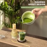 Matcha Whisk Set,Ceramic Matcha Kit Set Includes Bowl with Spout, Whisk,Holder,Bamboo Scoop and Sifter,5 pcs Matcha Tea Kit for Matcha Lovers, Ideal Gift for Christmas, Birthday (Green) - Image 3