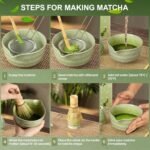 Matcha Whisk Set,Ceramic Matcha Kit Set Includes Bowl with Spout, Whisk,Holder,Bamboo Scoop and Sifter,5 pcs Matcha Tea Kit for Matcha Lovers, Ideal Gift for Christmas, Birthday (Green) - Image 4