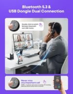 Wireless Headset with Mic for Work, Clear Sound ＆ Comfortable Computer Headset with Microphone, Bluetooth Headset with Charging Base & USB Dongle for Home/CallCenter/Teams/Zoom/Skype(Black) - Image 3