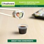 Freshware Plastic Portion Cups with Lids [1 Ounce, 100 Sets] Disposable Plastic Cups for Meal Prep, Salad Dressing, Jellos Shot Cups, Souffle Cups, Condiment and Dipping Sauce Cups - Image 4