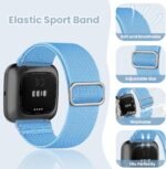 8 Pack Elastic Bands Compatible With Fitbit Versa 2/Lite/SE for Women Men, Adjustable Stretchy Nylon Braided Strap Solo Loop Sport Replacement Wristband for Smart Watch - Image 4