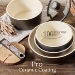 CAROTE 21-Piece Ceramic Cookware Set, Nonstick Pots and Pans Set with Detachable Handle, Non-Toxic Kitchen Cooking Set, Induction Compatible, Dishwasher & Oven Safe, Charcoal - Image 4