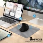 Uineer Ergonomic Mouse, Wireless Bluetooth Rechargeable Vertical Mouse, 7 Color LED, 4 DPI Adjustable, USB-A, Wrist Strain Relief,Optical Mice for Computer/PC/Laptop, Black - Image 3