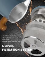 POLIVIAR French Press Coffee Maker, 34 oz Coffee Press with Real Wood Handle, Double Wall Insulation & Dual-Filter Screen, Food Grade Stainless Steel for Good Coffe and Tea, JX2025-XFPU - Image 4