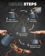 POLIVIAR French Press Coffee Maker, 34 oz Coffee Press with Real Wood Handle, Double Wall Insulation & Dual-Filter Screen, Food Grade Stainless Steel for Good Coffe and Tea, JX2025-XFPU - Image 5