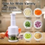 Food Chopper, Vegetable Chopper Manual Hand, Handheld Onion Garlic Nut Chopper for Vegetables Salad Fruit Ginger Carrot, Easy to Use, Dishwasher Safe, White, Easy to Clean - Image 3