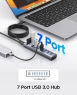 ORICO 7-Port USB 3.0 Hub, Aluminum USB Multiple Adapter, 5Gbps USB Extender USB Splitter with 6Ft Cable, UBS-A Hub Long Cable for Desktop, PC, Flash Drive, Mobile HDD, Windows/XPS - Image 3