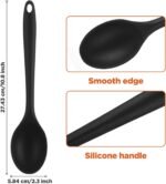 6 Pack Black Silicone Cooking Spoons Heat Resistant Nonstick Serving Spoons for Mixing, Stirring, Serving, Baking, 10.8 Inch - Image 3